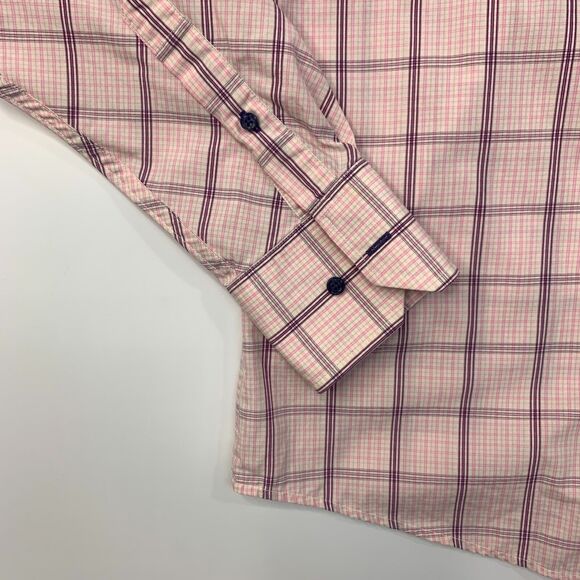 Ben Sherman Shirt Mens M Medium Pink Purple Button Up Windowpane Plaid Cotton - Picture 3 of 13